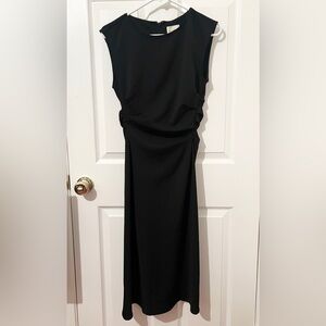 Luxely Ruched Sleeveless Midi Dress Black Size 2